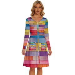 Rainbow Wood Long Sleeve Dress With Pocket by zappwaits