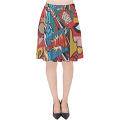 Comic Cartoon Pattern Velvet High Waist Skirt by pakminggu