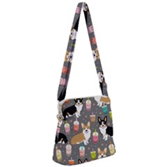 Welsh Corgi Dog Boba Tea Bubble Kawaii Zipper Messenger Bag by Grandong