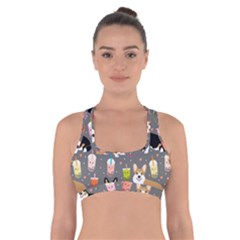 Welsh Corgi Dog Boba Tea Bubble Kawaii Cross Back Sports Bra by Grandong