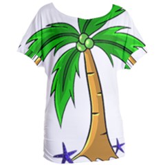 Beach Coconut Tree T- Shirt Beach Coconut Tree T- Shirt Yoga Reflexion Pose T- Shirtyoga Reflexion Pose T- Shirt Women s Oversized T-shirt by hizuto