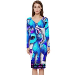 Pinkie Pie  Long Sleeve V-neck Bodycon Dress  by Internationalstore