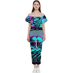 Aesthetic Art  Bardot Ruffle Jumpsuit by Internationalstore