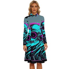 Aesthetic Art  Long Sleeve Shirt Collar A-line Dress by Internationalstore