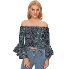 Ceramics Broken  Off Shoulder Flutter Bell Sleeve Top by Internationalstore