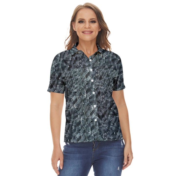 Ceramics Broken  Women s Short Sleeve Double Pocket Shirt