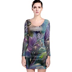 Abstract Blossoms  Long Sleeve Bodycon Dress by Internationalstore