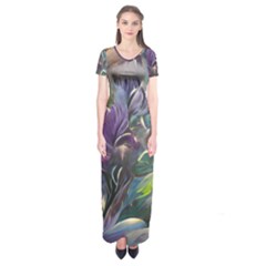 Abstract Blossoms  Short Sleeve Maxi Dress by Internationalstore