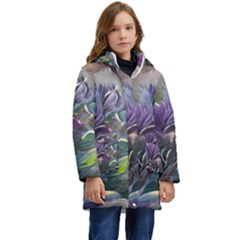 Abstract Blossoms  Kids  Hooded Longline Puffer Jacket by Internationalstore