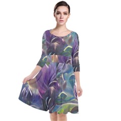 Abstract Blossoms  Quarter Sleeve Waist Band Dress by Internationalstore