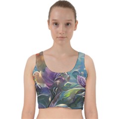 Abstract Blossoms  Velvet Racer Back Crop Top by Internationalstore