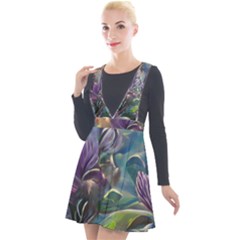 Abstract Blossoms  Plunge Pinafore Velour Dress by Internationalstore