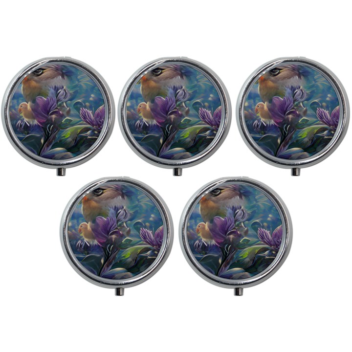 Abstract Blossoms  Mini Round Pill Box (Pack of 5)