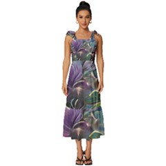 Abstract Blossoms  Tie-strap Tiered Midi Chiffon Dress by Internationalstore