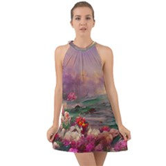 Abstract Flowers  Halter Tie Back Chiffon Dress by Internationalstore