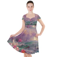 Abstract Flowers  Cap Sleeve Midi Dress by Internationalstore