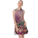 Abstract Flowers  Sleeveless Shirt Dress View1