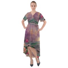 Abstract Flowers  Front Wrap High Low Dress by Internationalstore