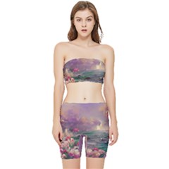 Abstract Flowers  Stretch Shorts And Tube Top Set by Internationalstore