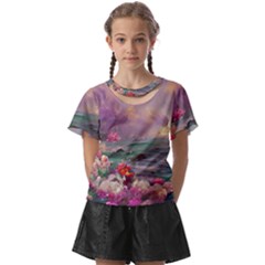 Abstract Flowers  Kids  Front Cut T-shirt by Internationalstore