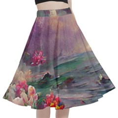 Abstract Flowers  A-line Full Circle Midi Skirt With Pocket by Internationalstore