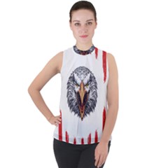 Usa Soccer T- Shirt U S A Patriotic American Flag Soccer Ball Football T- Shirt (1) Mock Neck Chiffon Sleeveless Top by ZUXUMI