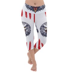 Usa Soccer T- Shirt U S A Patriotic American Flag Soccer Ball Football T- Shirt (1) Lightweight Velour Capri Yoga Leggings by ZUXUMI