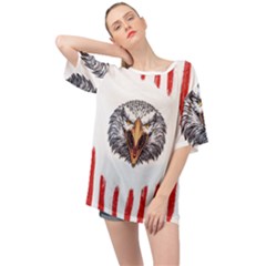 Usa Soccer T- Shirt U S A Patriotic American Flag Soccer Ball Football T- Shirt (1) Oversized Chiffon Top by ZUXUMI