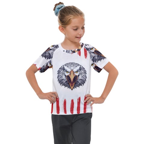 Usa Soccer T- Shirt U S A Patriotic American Flag Soccer Ball Football T- Shirt (1) Kids  Mesh Piece T-shirt by ZUXUMI