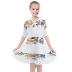 Venice T- Shirt Venice Voyage Art Digital Painting Watercolor Discovery T- Shirt (3) Kids  All Frills Chiffon Dress by ZUXUMI