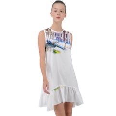 Venice T- Shirt Venice Voyage Art Digital Painting Watercolor Discovery T- Shirt (4) Frill Swing Dress by ZUXUMI