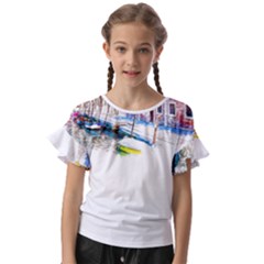 Venice T- Shirt Venice Voyage Art Digital Painting Watercolor Discovery T- Shirt (4) Kids  Cut Out Flutter Sleeves by ZUXUMI