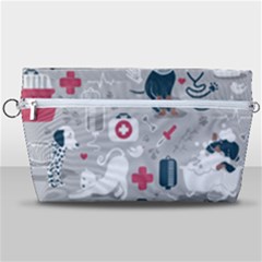 Veterinarian Medicine T- Shirt Veterinary Medicine, Happy And Healthy Friends    Grey Background Red Handbag Organizer by ZUXUMI