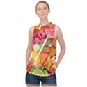 Aesthetic Candy Art High Neck Satin Top View1