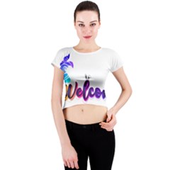 Arts Crew Neck Crop Top by Internationalstore