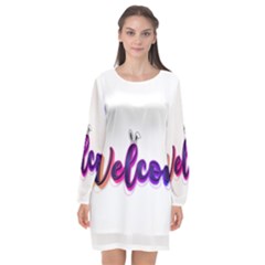 Arts Long Sleeve Chiffon Shift Dress  by Internationalstore