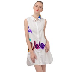 Arts Sleeveless Shirt Dress by Internationalstore