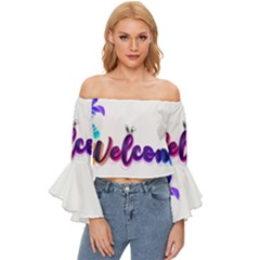 Arts Off Shoulder Flutter Bell Sleeve Top by Internationalstore