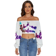 Arts Long Sleeve Crinkled Weave Crop Top by Internationalstore