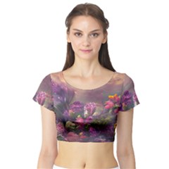 Floral Blossoms  Short Sleeve Crop Top by Internationalstore