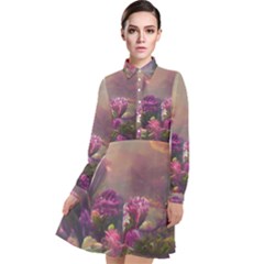 Floral Blossoms  Long Sleeve Chiffon Shirt Dress by Internationalstore