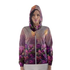 Floral Blossoms  Women s Hooded Windbreaker by Internationalstore