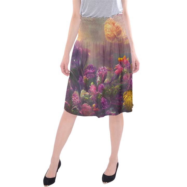 Floral Blossoms  Midi Beach Skirt