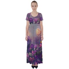 Floral Blossoms  High Waist Short Sleeve Maxi Dress by Internationalstore