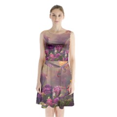 Floral Blossoms  Sleeveless Waist Tie Chiffon Dress by Internationalstore