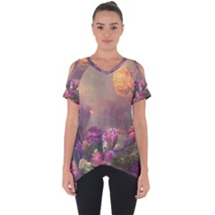 Floral Blossoms  Cut Out Side Drop T-shirt by Internationalstore