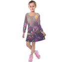 Floral Blossoms  Kids  Long Sleeve Velvet Dress View1