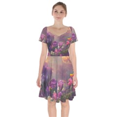 Floral Blossoms  Short Sleeve Bardot Dress by Internationalstore