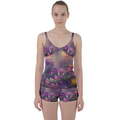 Floral Blossoms  Tie Front Two Piece Tankini by Internationalstore