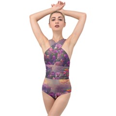 Floral Blossoms  Cross Front Low Back Swimsuit by Internationalstore